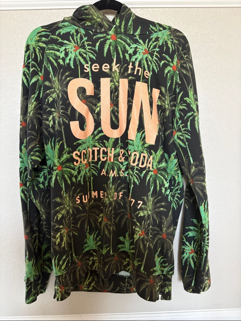 Scotch & Soda Black Palm Print 'SUN' Hoodie